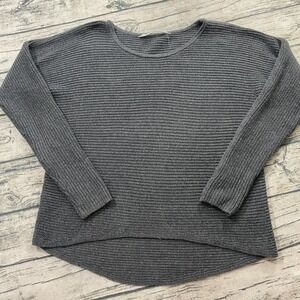 Athleta Huntly Wool Blend Pullover Sweater Womens Size‎ L Gray Ribbed Heavy